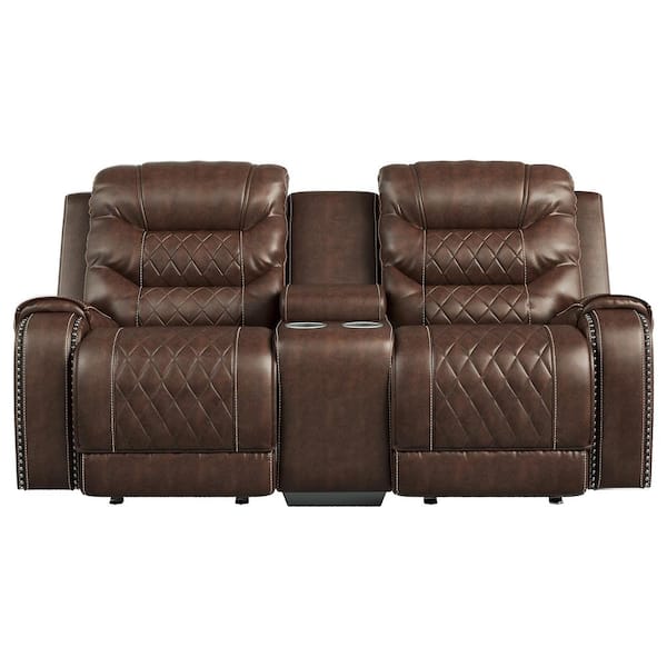 EVERGLADE HOME Bergen 77.5 in. Round Arm Microfiber Straight in Brown