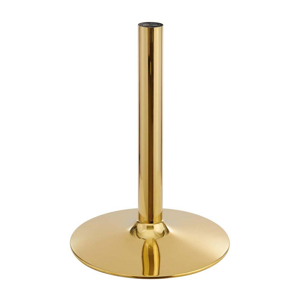 Verne 35" Round White Marble Dining Table with Gold Base