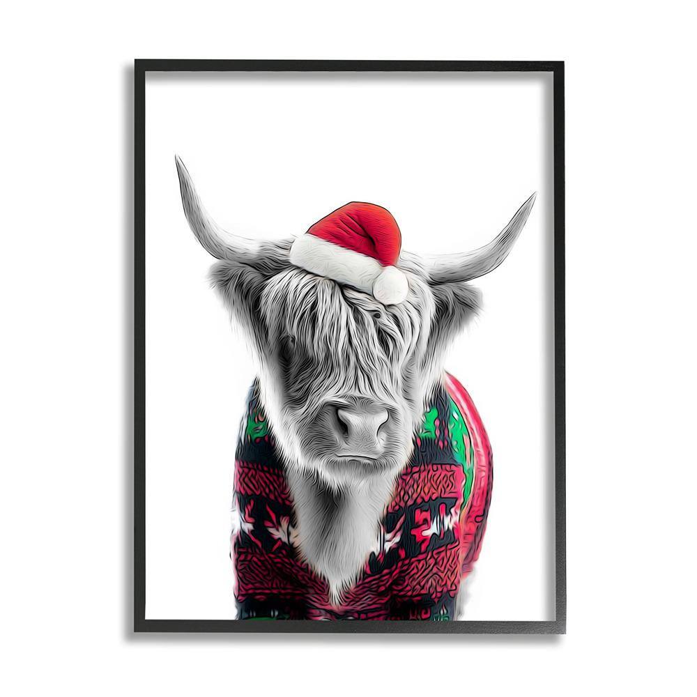 Cow in Christmas Sweater by Annalisa Latella 1-Piece Framed Graphic Print Animal Poster Art Print 30 in. x 24 in. price history on PriceWatchPro