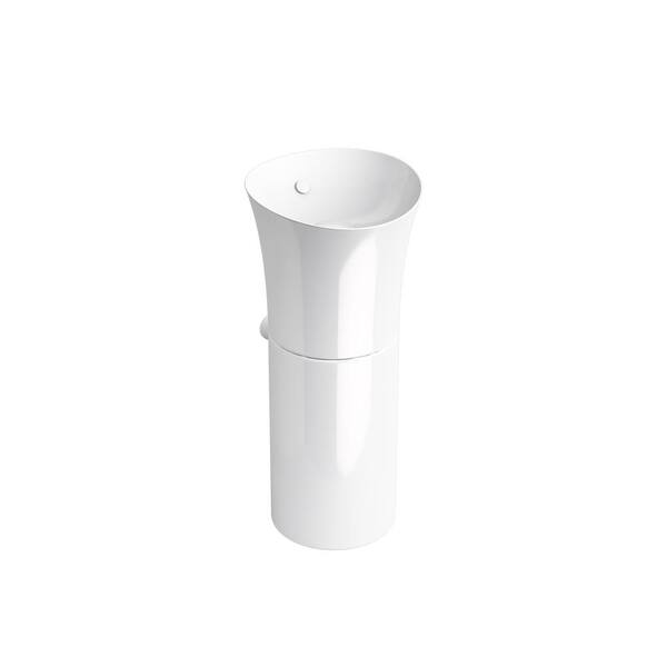 KOHLER Veil Pedestal White Fireclay Round Vessel Sink