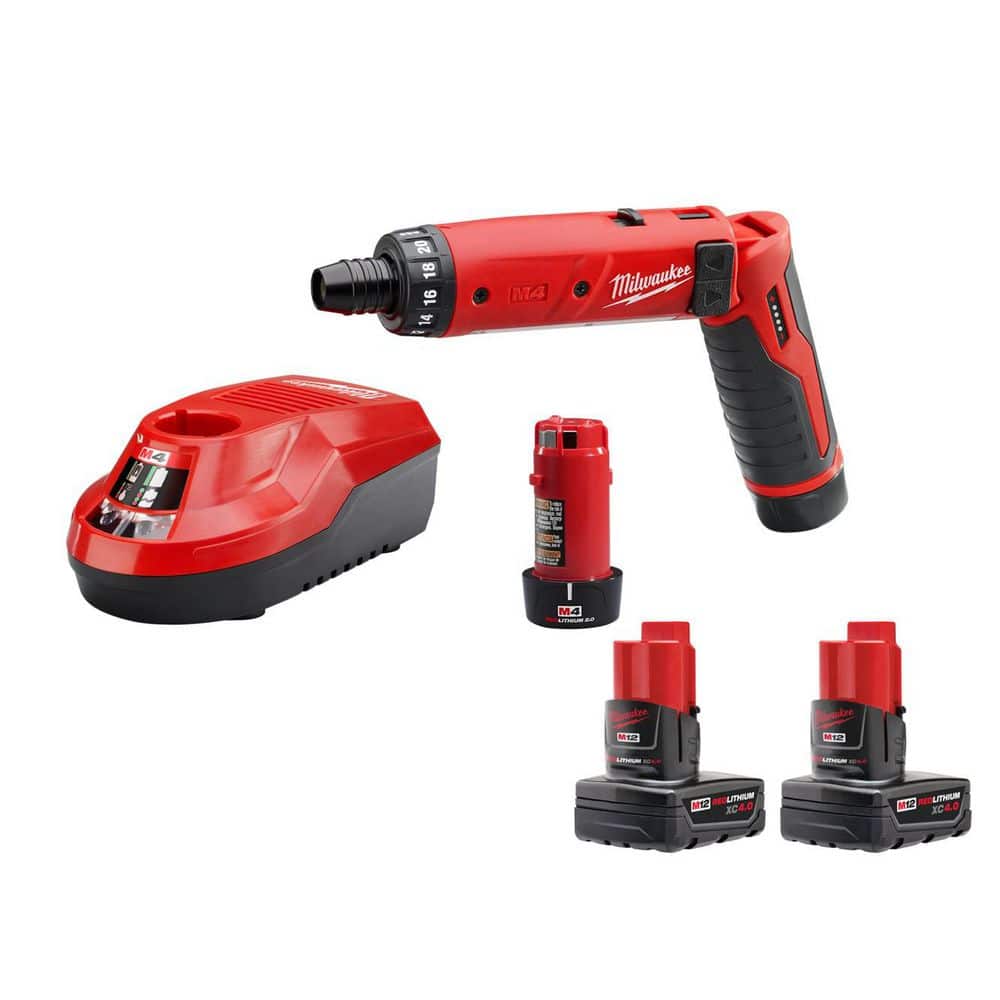 M4 4V Lithium-Ion Cordless 1/4 in. Hex Screwdriver 4-Battery Kit price history on PriceWatchPro