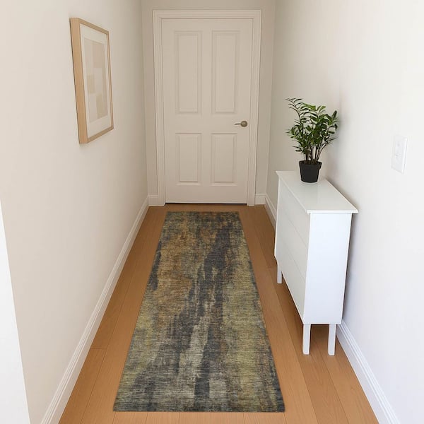 Mayfield Premium Machine Washable Abstract AMF1648 Charcoal 2 ft. 3 in. x 7 ft. 6 in. Runner Rug