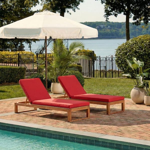 SAFAVIEH Solano Natural Brown 1-Piece Wood Outdoor Chaise Lounge