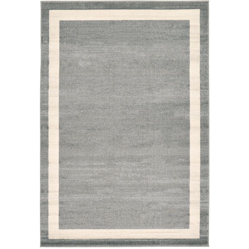 Modern Gray and Ivory 6' x 9' Tufted Synthetic Area Rug