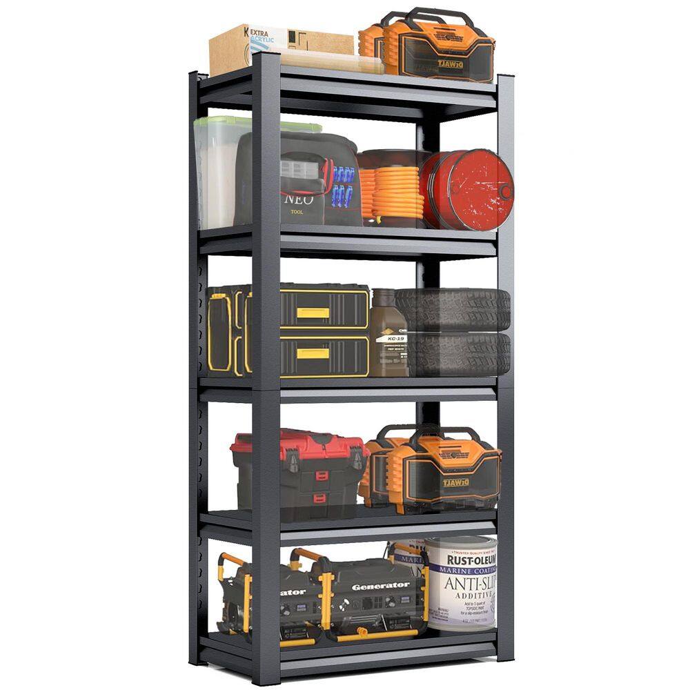 5-Tier Heavy Duty Steel Freestanding Adjustable Storage Rack in Black (31.5 in. W x 63 in. H x 15.7 in. D) price history on PriceWatchPro