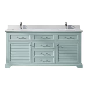 Lorna 72 in. Bath Vanity in Finnish Green with Composite Vanity Top in White with White Basin