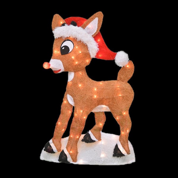 Rudolph 24 in. 2D with Santa Hat Outdoor Lighted Christmas Decor