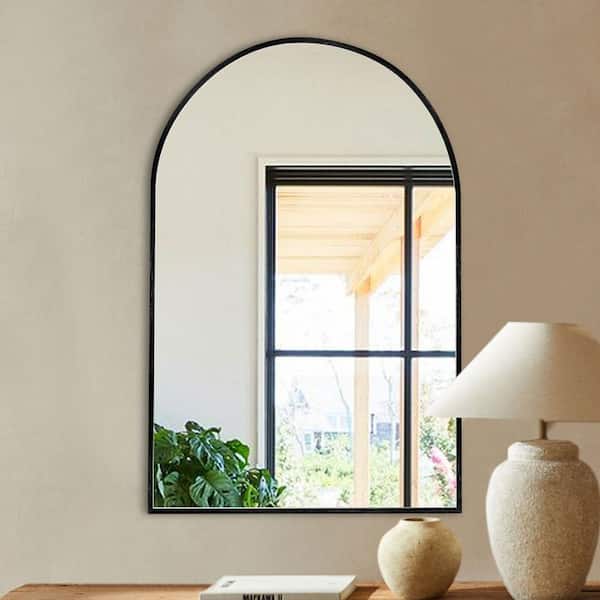 Sxiawe 24 in. W x 36.2 in. H Arched Aluminum Frame Black Wall