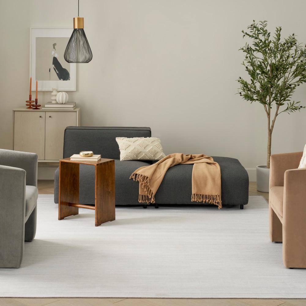 Ivory Grey 9' x 12' Washable Viscose Area Rug
