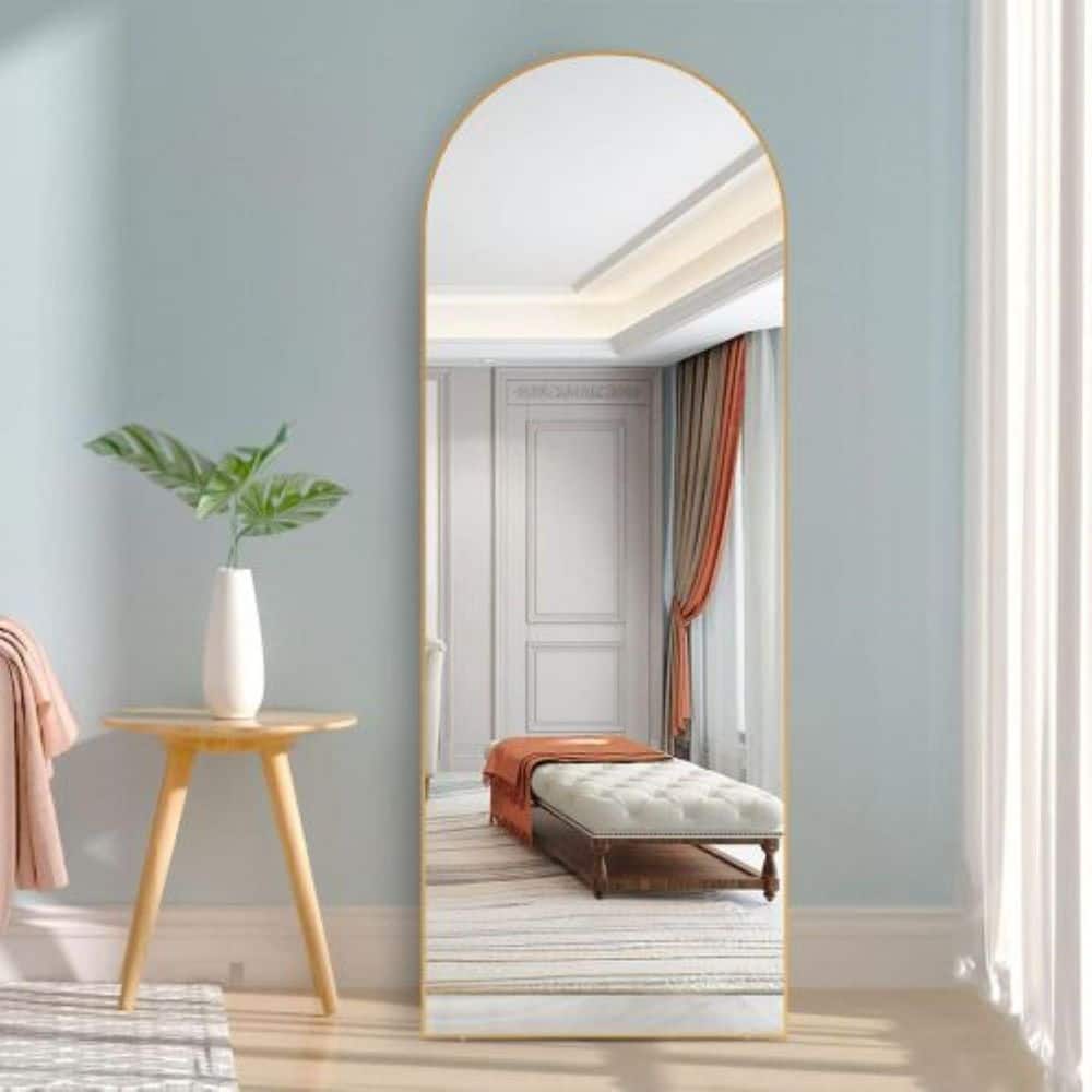 Gold 23.6 in. W x 71 in. H Arch Metal Full Length Mirror Full Body Floor Mi