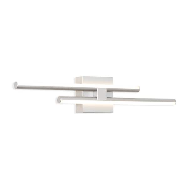 UMEILUCE 24 in. 2 Lights Brushed Silver LED Vanity Light Bar Over Mirror, Wall Sconce for Livign Room Stairs