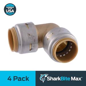 Max 3/4 in. Push-to-Connect Brass 90-Degree Elbow Fitting Pro Pack (4-Pack)