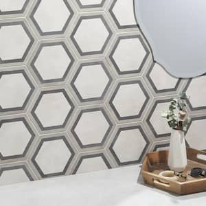 Dash Deco Sabbia Charcoal 8.5 in. x 9.84 in. Matte Hexagon Porcelain Floor and Wall Tile (12.66 sq. ft./Case)