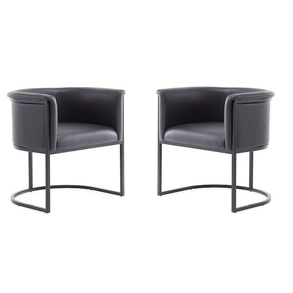 Manhattan Comfort Cosmopolitan Modern Black Faux Leather Upholstered Dining Chair (Set of 2)