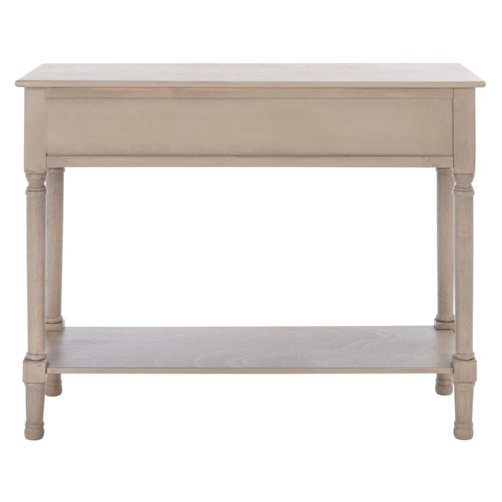 Greige Wood 2-Drawer Console Table with Storage
