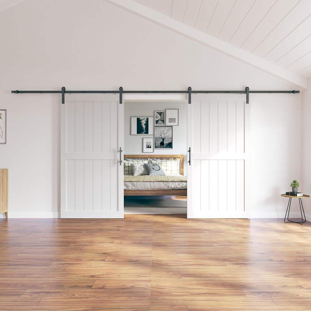 84 in. x 84 in. MDF Sliding Barn Door with Hardware Kit, Covered with Water