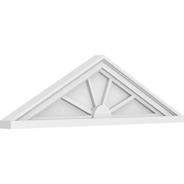 Ekena Millwork 2 in. x 34 in. x 9-1/2 in. (Pitch 6/12) Peaked Cap 4-Spoke Architectural Grade PVC Pediment Moulding