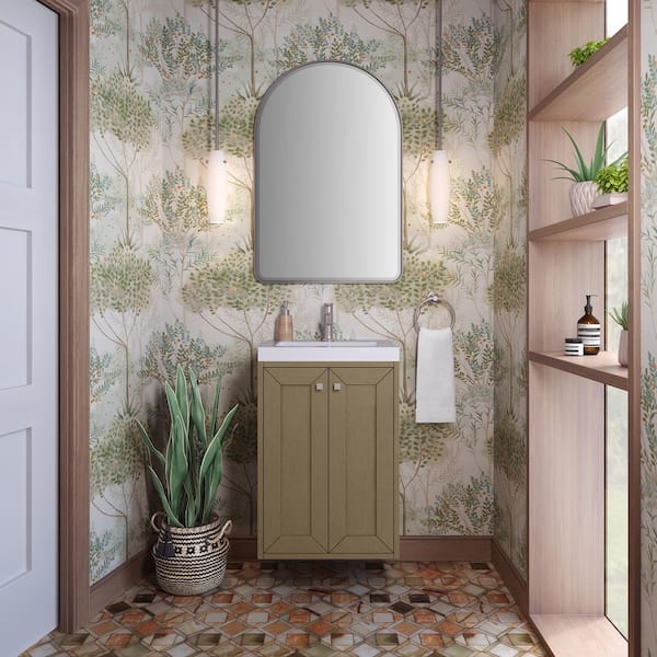 Chianti 19.8 in. W x 15.38 in. D x 29.5 in. H Single Bath Vanity in Walnut Whisper with White Glossy Composite Stone Top
