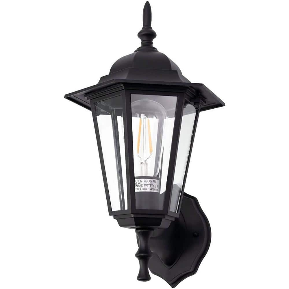 Hukoro Martin 1-Light Matte Black Outdoor Wall Lantern Sconce with Clear glass