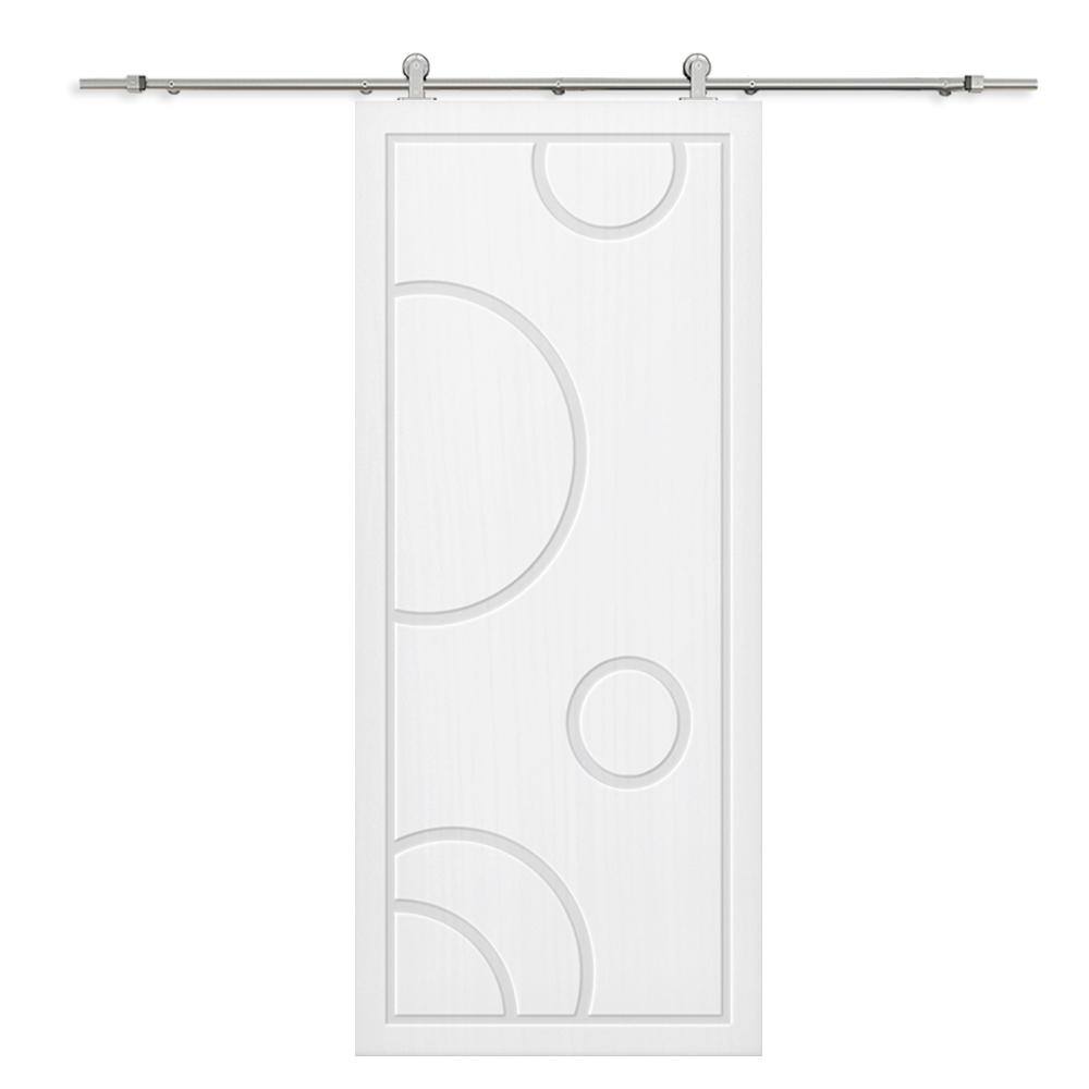 36 in. x 84 in. White Painted Composite MDF Paneled Interior Sliding Barn Door with Hardware Kit price history on PriceWatchPro
