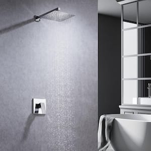 1-Spray Patterns with 2.5 GPM 10 in. Wall Mount Rain Fixed Shower Head in Polished Chrome (Valve Included)