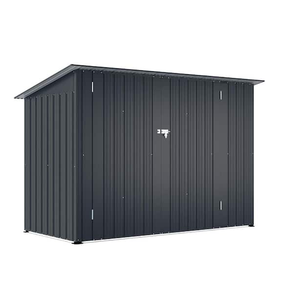 6 ft. W x 7 ft. D Black Outdoor Bike Shed with Lockable Doors for Garden