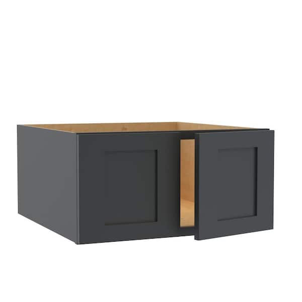 Home Decorators Collection Newport Onyx Gray Painted Plywood Shaker Assembled Wall Kitchen Cabinet Soft Close 27 W in. 12 D in. 18 in. H