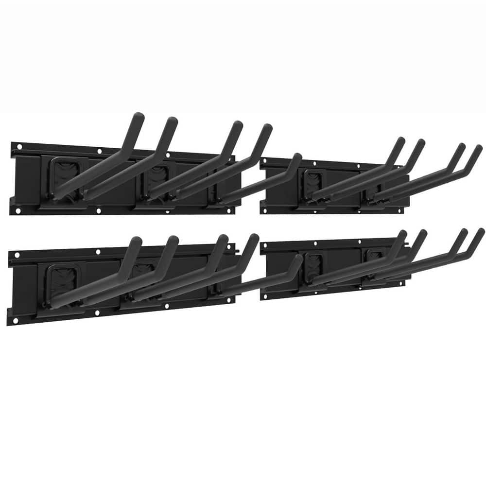 64 in. Gray Aluminum Anti-Rust Movable Hooks Wall Rack with 4 Rails and 10 Non-Slip Steel Hooks for Garage Tools price history on PriceWatchPro