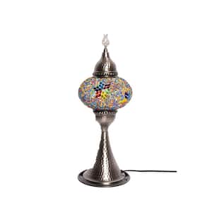 16 in. Brass Color Table Lamp Multi-Color Handmade Elite Little Star Mosaic Glass with Metal Base