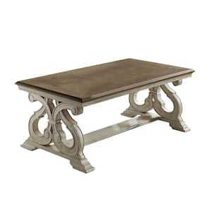 Myrtle 50 in. Dark Oak/White Wash Large Rectangle Wood Coffee Table