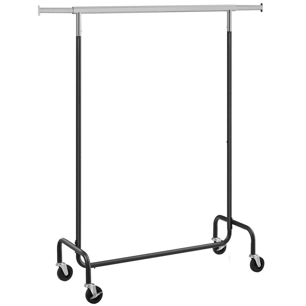 Black Steel Extendable Garment Clothes Rack with Wheels 43 in. W x 63 ...