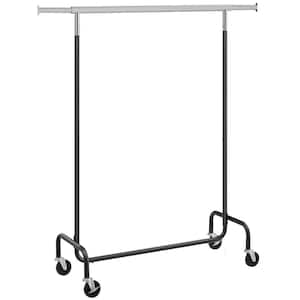 Black Steel Extendable Garment Clothes Rack with Wheels 43 in. W x 63 in. H