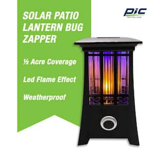 Solar Patio Lantern Bug Zapper, 1/2 Acre Coverage, Led Flame Effect