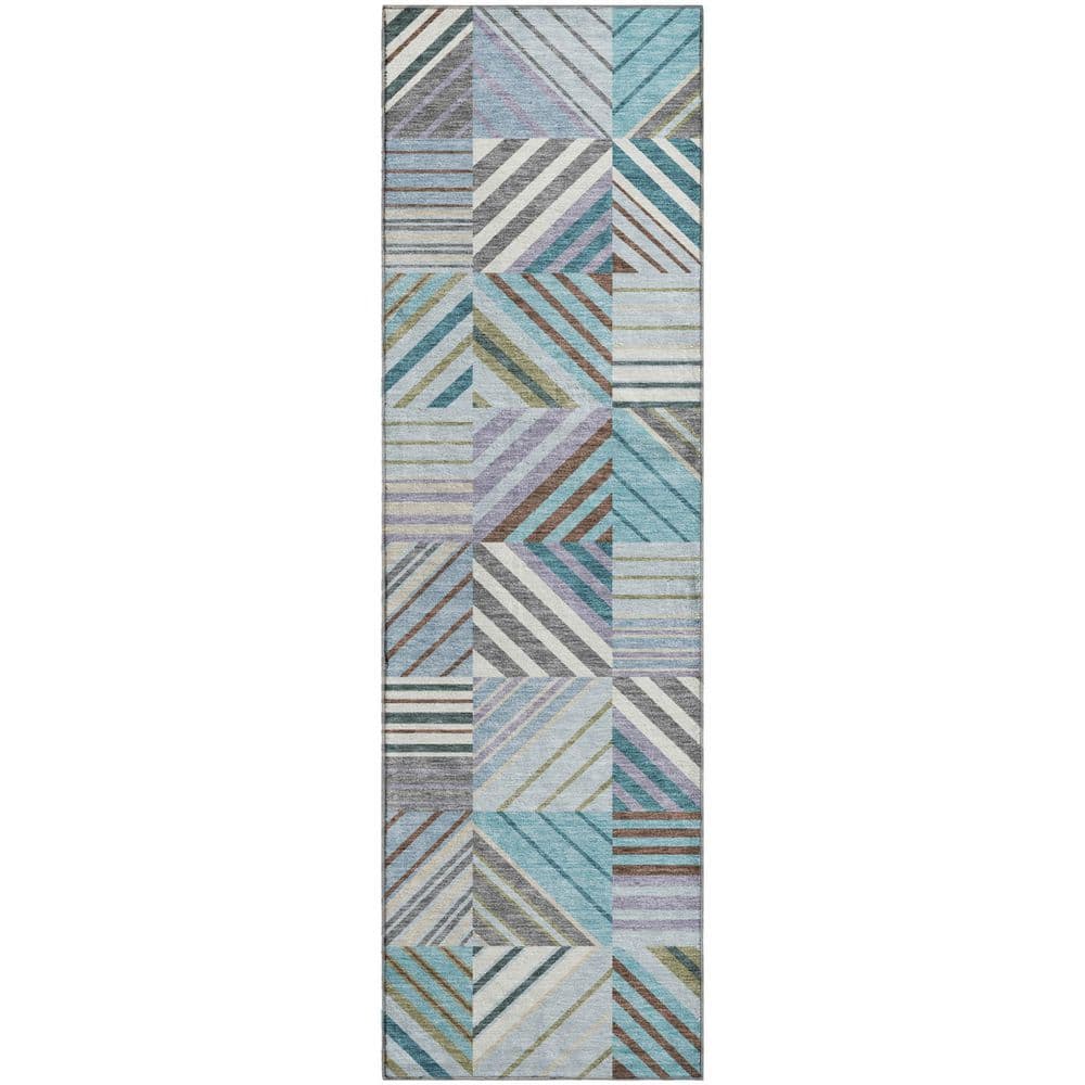 Mayfield Premium Machine Washable Abstract AMF2399 Teal 2 ft. x 7 ft. Runner Rug price history on PriceWatchPro