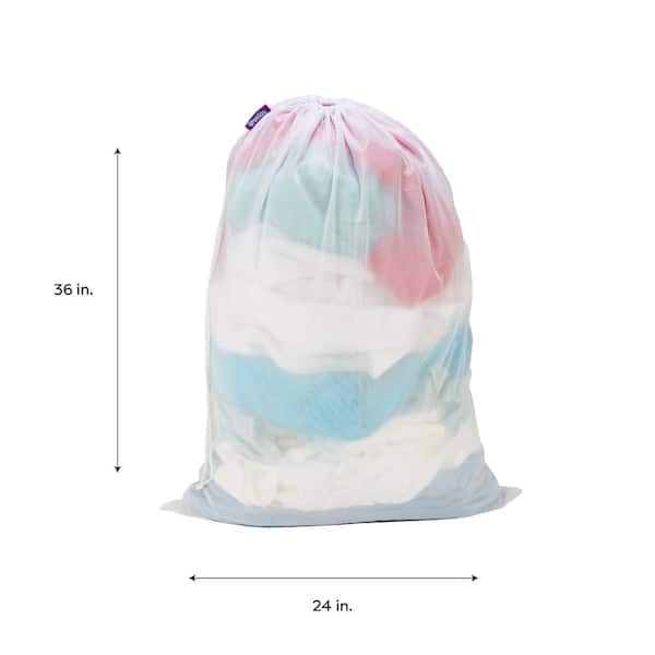 Set of 5 Aqua Blue and White Moroccan Trellis Mesh Laundry Bags 23.5