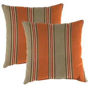 Sunbrella 16 in. x 16 in. Passage Poppy Multicolor Stripe Square Knife Edge Outdoor Throw Pillows (2-Pack)
