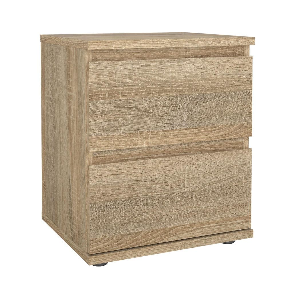 Oak Structure 2-Drawer Wood Nightstand with Particle Board Top