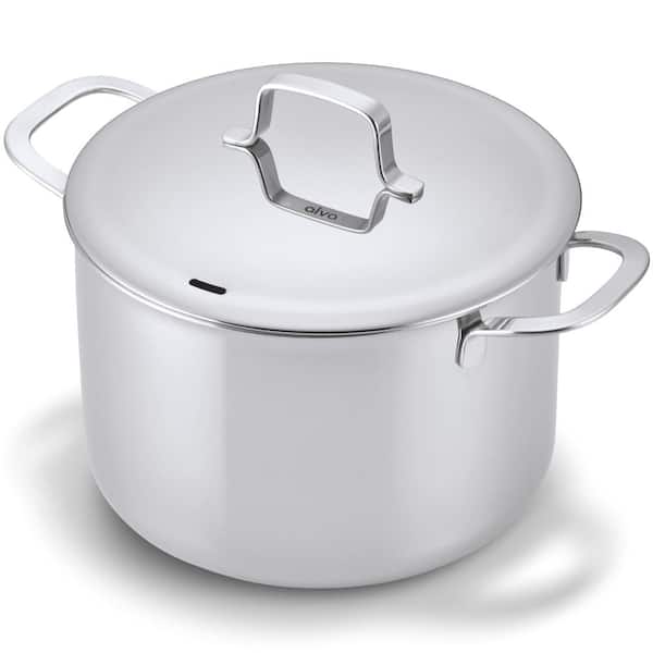 Alva Maestro 7QT 5-Ply Stainless Steel Stock Pot with Lid - Oven Safe and Toxin-Free Cookware