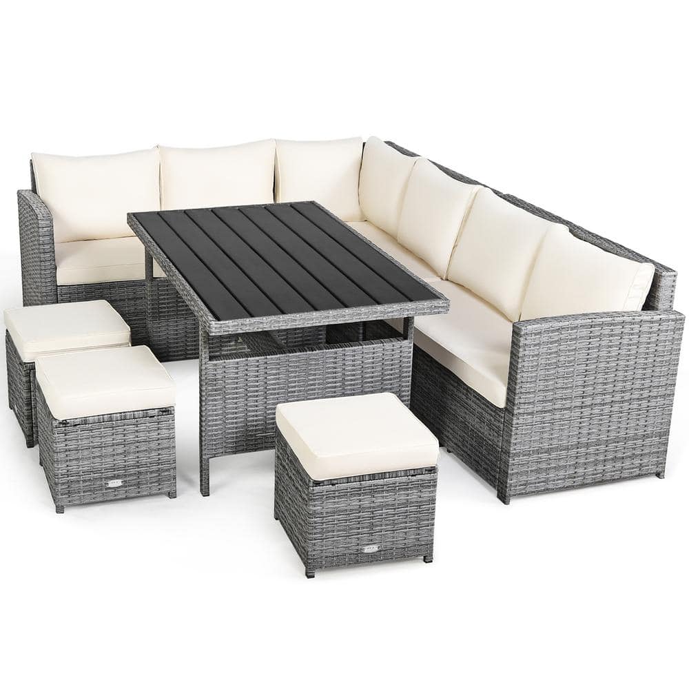 Gymax Piece Wicker Corner Outdoor Patio Sectional Sofa Set