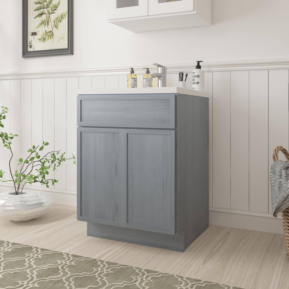 24" Smoky Gray Birch Plywood Freestanding Storage Cabinet