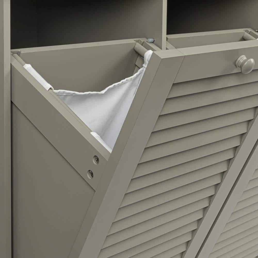 Gray Tilt-Out Cabinet Laundry Sorter with Shutter Front
