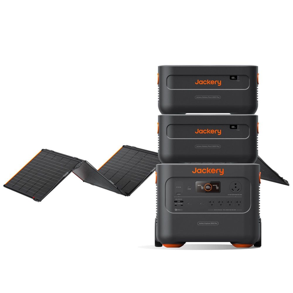 3000W /6000W Peak Output Push Button Start Solar Generator 2000 Plus w/2-Extra Battery Pack and 1pcs 500X Solar Panel