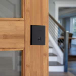 San Clemente Iron Black Single Cylinder Rectangle Deadbolt Featuring SmartKey Security