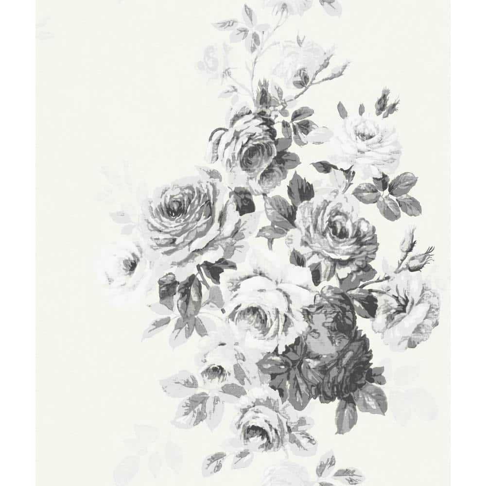 Black and White Floral Vinyl Wallpaper Roll
