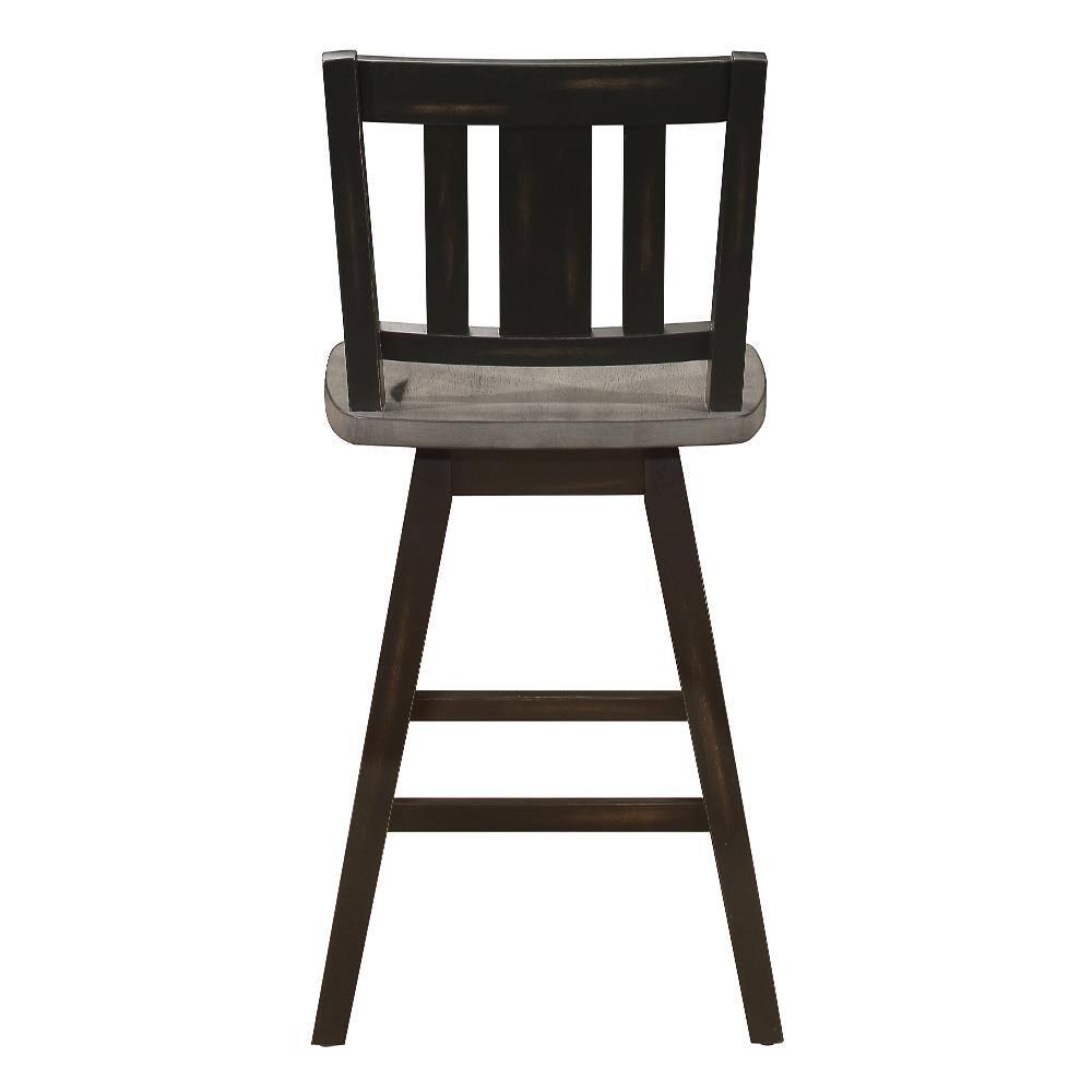 Amsonia Distressed Gray and Black Swivel Wood Counter Stools