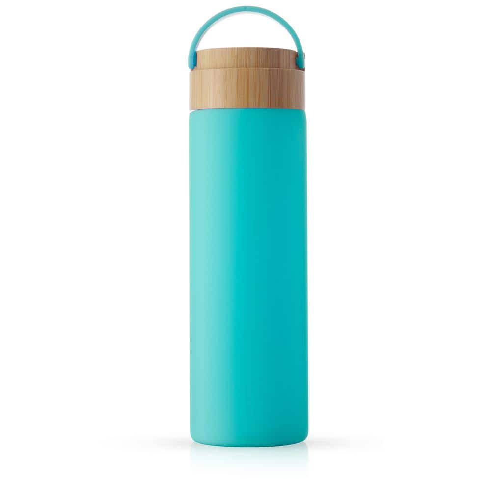 18oz Borosilicate Glass Water Bottle with Silicone Sleeve and Bamboo Lid  Rig Blue - Threshold™
