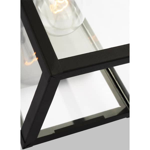 Generation Lighting - Studio Founders Small 1-Light Black Exterior Outdoor Wall Sconce,Clear and White Glass Panels Included, No Bulb Included