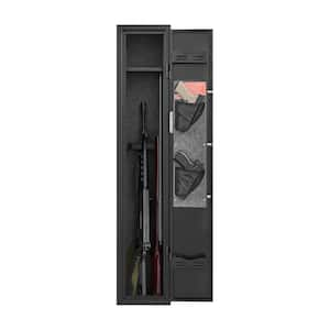 9" W x 10" D x 52" H Assembled Steel Gun Cabinet in Black with Smart Combination Lock, Smart Alarm, and Bullet Box