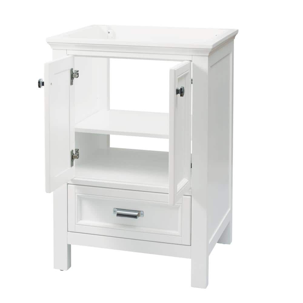 Brantley 24 Inch White Painted Bathroom Vanity with Chrome Hardware