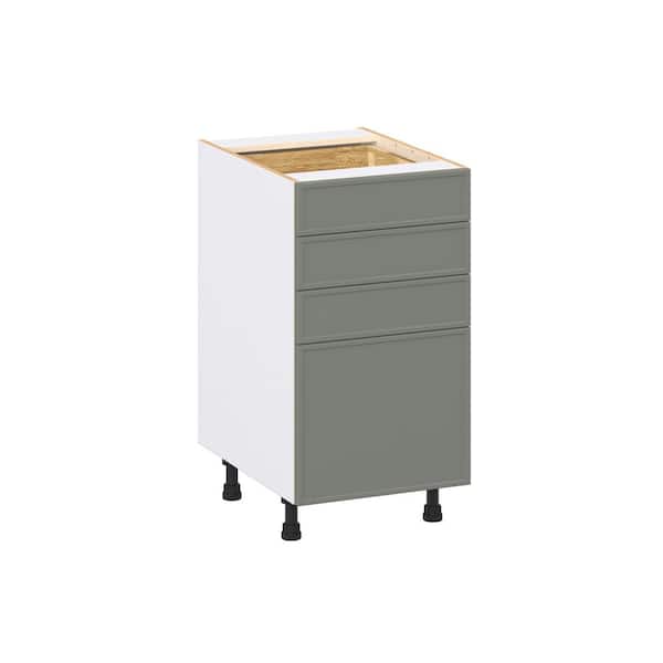 Fairview 18 in. W x 24 in. D x 34.5 in. H Assembled Slim Shaker Drawer Base Kitchen Cabinet in Moss Green with 4-Drawers
